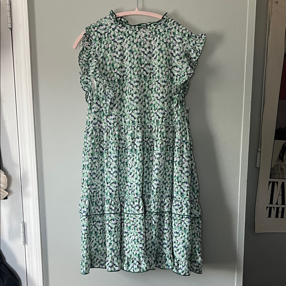 JODIFL | Women’s Midi Dress | Large 
Green and White Floral Midi Dress